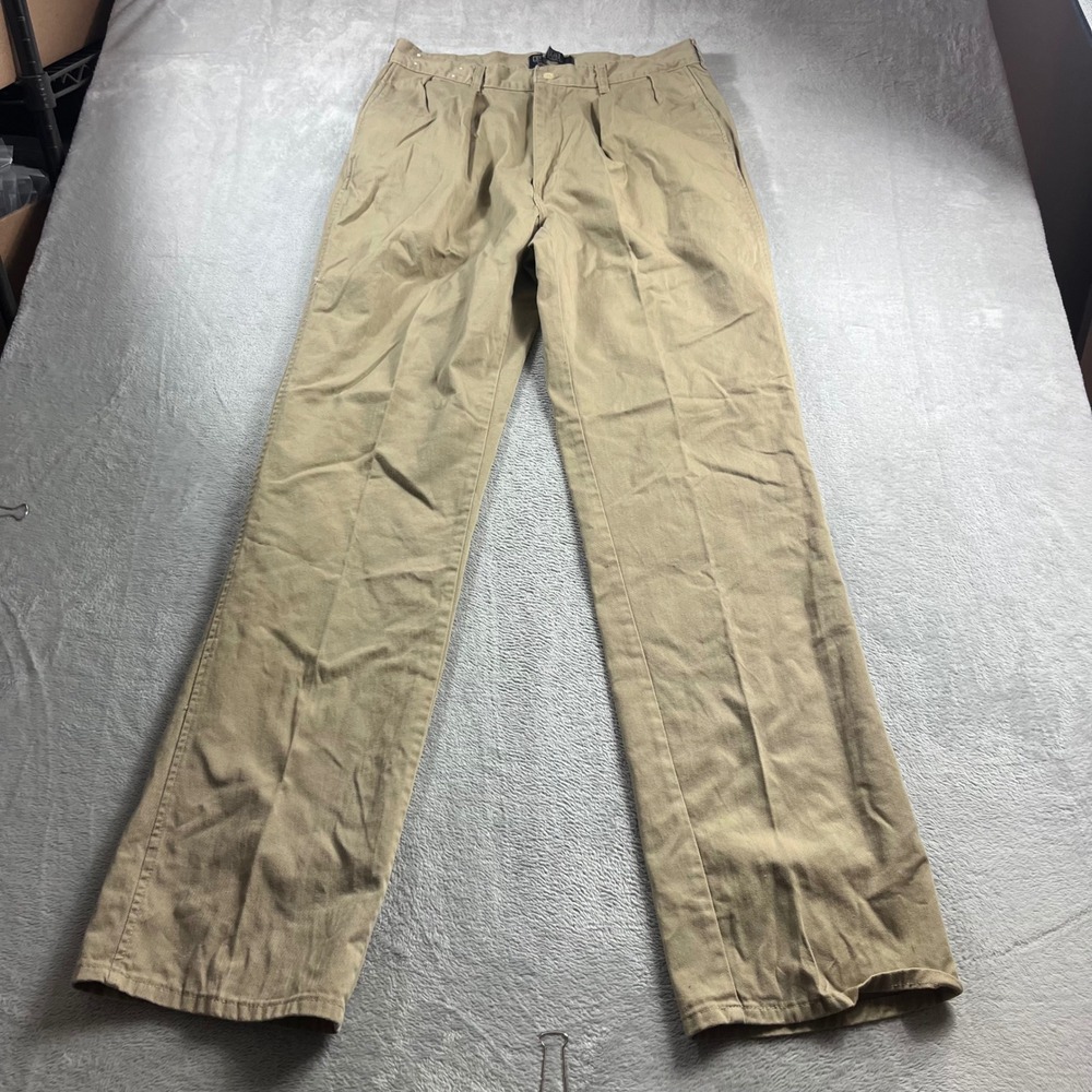 Vintage Polo Ralph Lauren Pleated Chinos Made in USA Khaki Cotton Pants 34/36